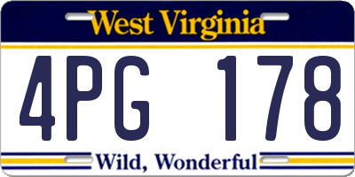 WV license plate 4PG178