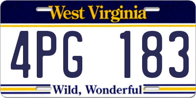 WV license plate 4PG183