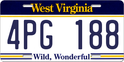 WV license plate 4PG188