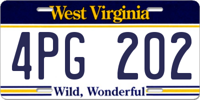 WV license plate 4PG202