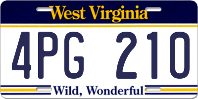 WV license plate 4PG210