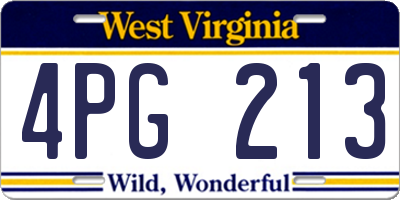 WV license plate 4PG213