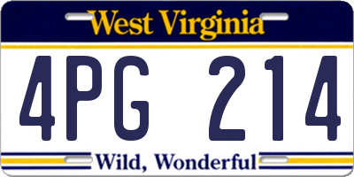 WV license plate 4PG214