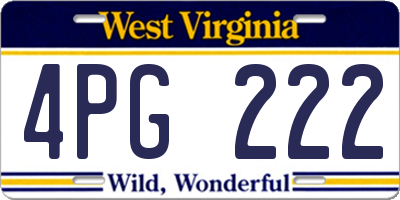 WV license plate 4PG222