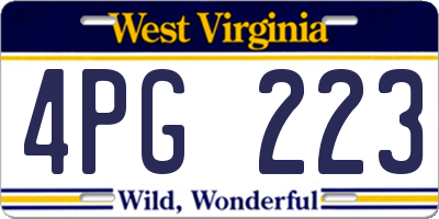 WV license plate 4PG223