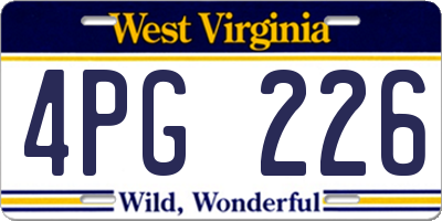 WV license plate 4PG226