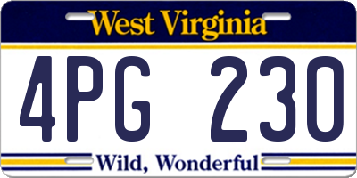 WV license plate 4PG230