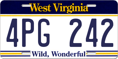 WV license plate 4PG242