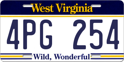 WV license plate 4PG254