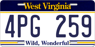 WV license plate 4PG259