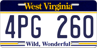 WV license plate 4PG260