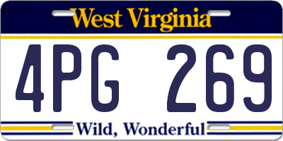 WV license plate 4PG269