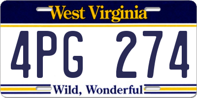 WV license plate 4PG274