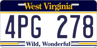 WV license plate 4PG278
