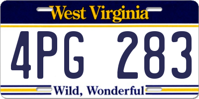 WV license plate 4PG283