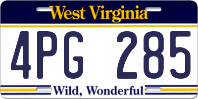 WV license plate 4PG285