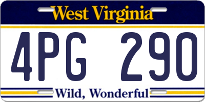 WV license plate 4PG290