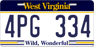 WV license plate 4PG334