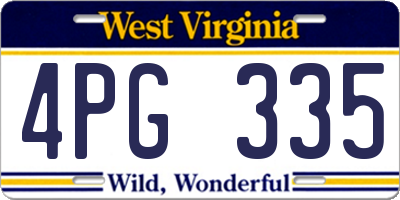 WV license plate 4PG335