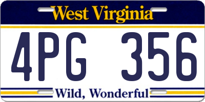 WV license plate 4PG356