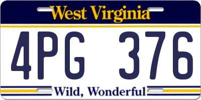 WV license plate 4PG376