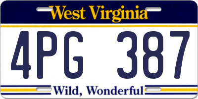 WV license plate 4PG387