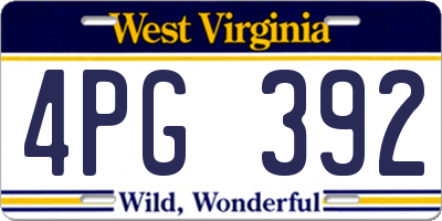 WV license plate 4PG392