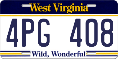 WV license plate 4PG408