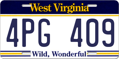 WV license plate 4PG409