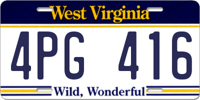 WV license plate 4PG416