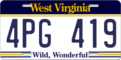 WV license plate 4PG419