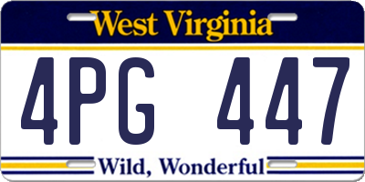 WV license plate 4PG447