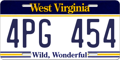 WV license plate 4PG454