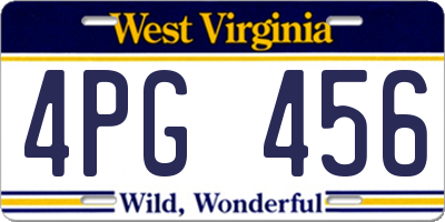 WV license plate 4PG456