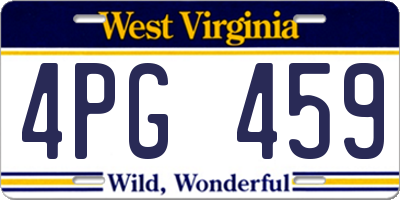 WV license plate 4PG459