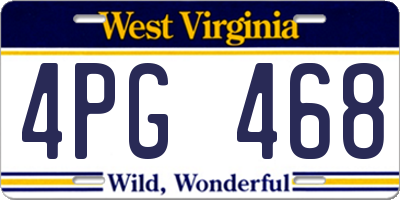 WV license plate 4PG468