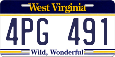 WV license plate 4PG491