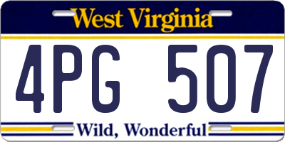 WV license plate 4PG507