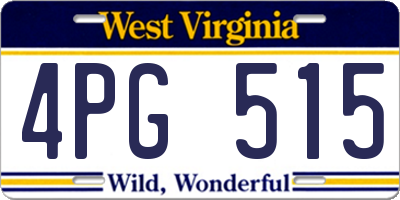 WV license plate 4PG515