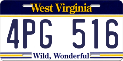 WV license plate 4PG516