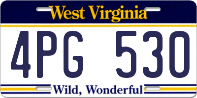 WV license plate 4PG530