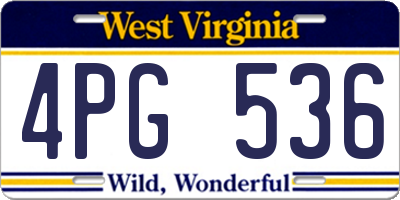 WV license plate 4PG536