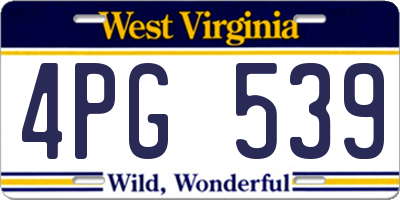 WV license plate 4PG539