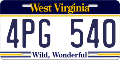 WV license plate 4PG540