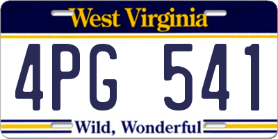 WV license plate 4PG541
