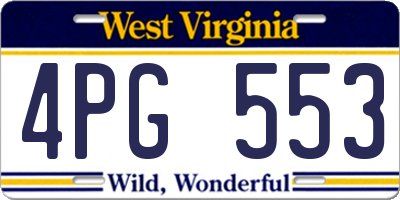 WV license plate 4PG553