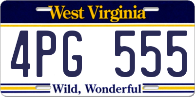 WV license plate 4PG555