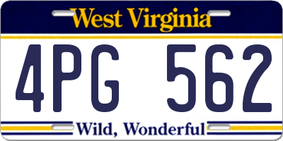 WV license plate 4PG562