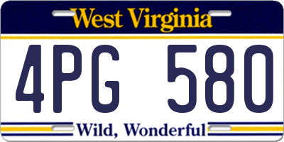 WV license plate 4PG580