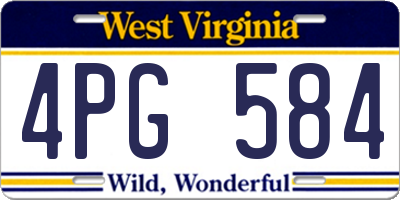 WV license plate 4PG584